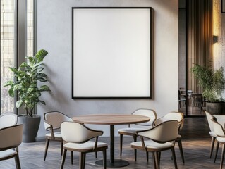 Modern Abstract Art Wall with Empty Seating