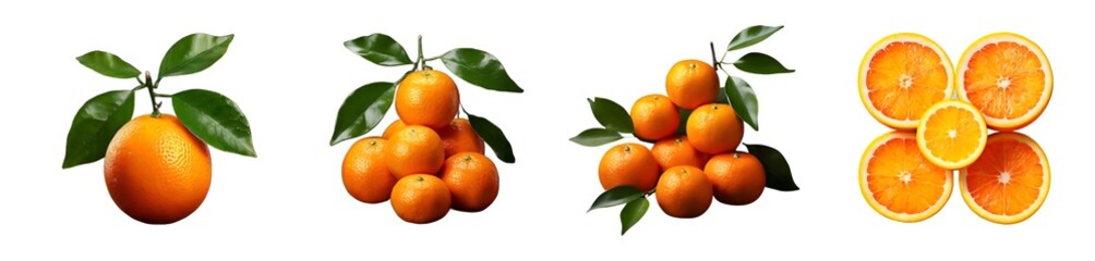 Top View of Halved Oranges with an Orange Bunch,A Vivid Display of Vitamin C-Rich Citrus Fruits, Symbolizing Nutrient Absorption, Immune Support, and Freshness.