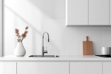 Modern Kitchen with Gray Cabinets and Black Countertop