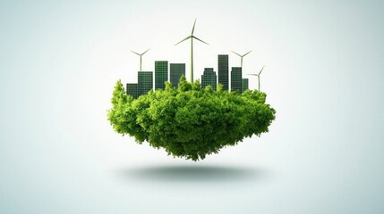 Obraz premium Urban cityscape with green rooftops and sustainable energy solutions for a greener future