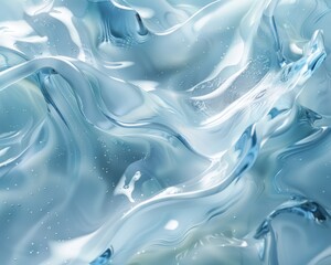 Obraz premium A fluid, translucent surface mimicking water, characterized by gentle waves and subtle reflections in varying shades of blue.