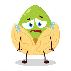 cute depressed expression of pistachio character
