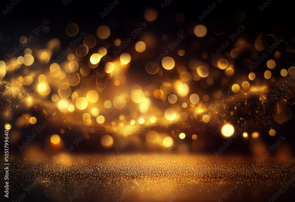 Aufkleber a dark background with a sparkling layer of gold glitter. the background features a golden blur of s
