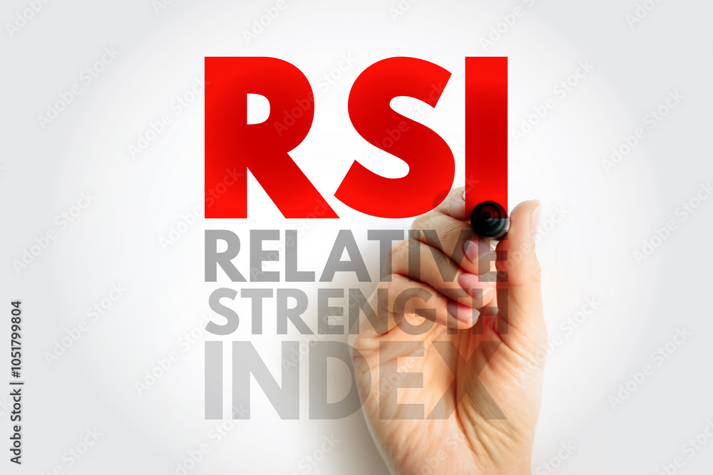 Poster rsi relative strength index - technical indicator used in the analysis of financial markets, acronym
