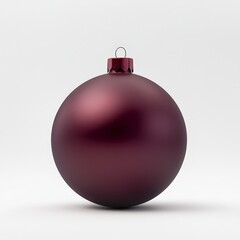 Wide shot of a deep crimson, smooth matte finish Christmas ball ornament, velvety texture, no decorations, evenly lit, white background