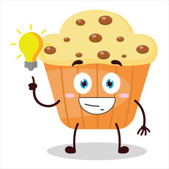 cute creative expression of muffin with shiny lamp cartoon character