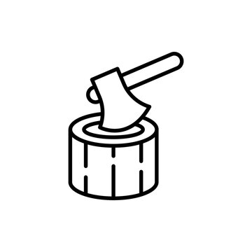 axe stuck in wood log clip art preview