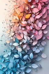 Fototapeta premium A colorful leafy pattern with blue, pink and yellow leaves