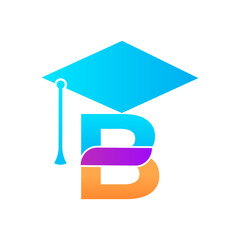 Education style modern B letter logo design with graduation cap
