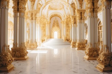 Luxury palace architecture building corridor.