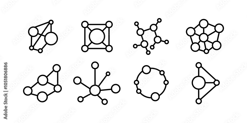 Poster editable vector pack of connection line icons. trendy stroke signs for website, apps and ui. premium