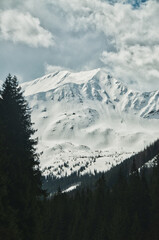 Snow-covered mountain peaks in the Tatra Mountains in Poland