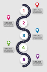 road layout infographic template with step by step structure