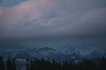 Obraz premium Sunrise colorful sky in the Tatra Mountains Poland