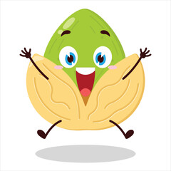 cute celebration jump expression of pistachio character