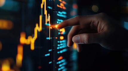 Investor analyzing gold bars against a digital trend display, highlighting predictive patterns in bullion investment