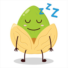 cute sleep expression of pistachio character
