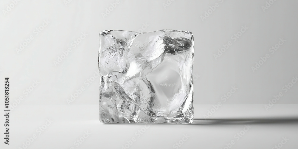 Poster a large ice cube is shown on a white background