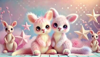 Two baby kangaroos