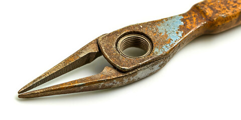 A rusty old tool with a pointed end