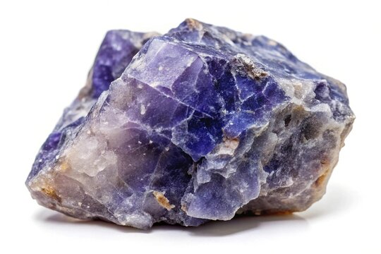 Macro specimen of natural raw iolite rock cutout