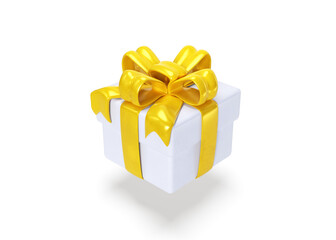 Obraz premium Realistic White Gift Boxes with Gold Ribbon Gift Bow Set. 3D Illustration .