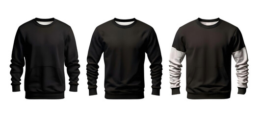 Three Black Sweatshirts in a Row Perfect Blank Mockup for Promotional Logos or Custom Prints.