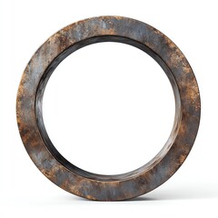 Metallic circular frame, white isolate background