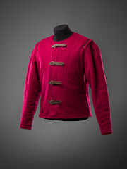 Historical fashion. Medieval knight cloth. Padded jacket gambeson.