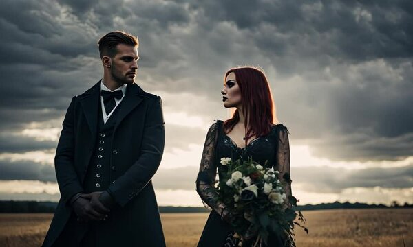 Gothic couple. Gothic style.