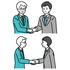 Fototapeta premium Illustration set of male business person shaking hands.