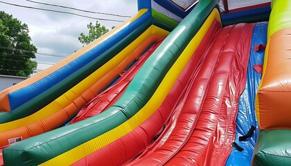 Rainbow Bright: A Vibrant Adventure on the Colorful Inflatable Slide