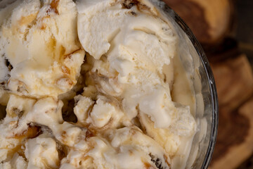 sweet cold ice cream with natural maple syrup