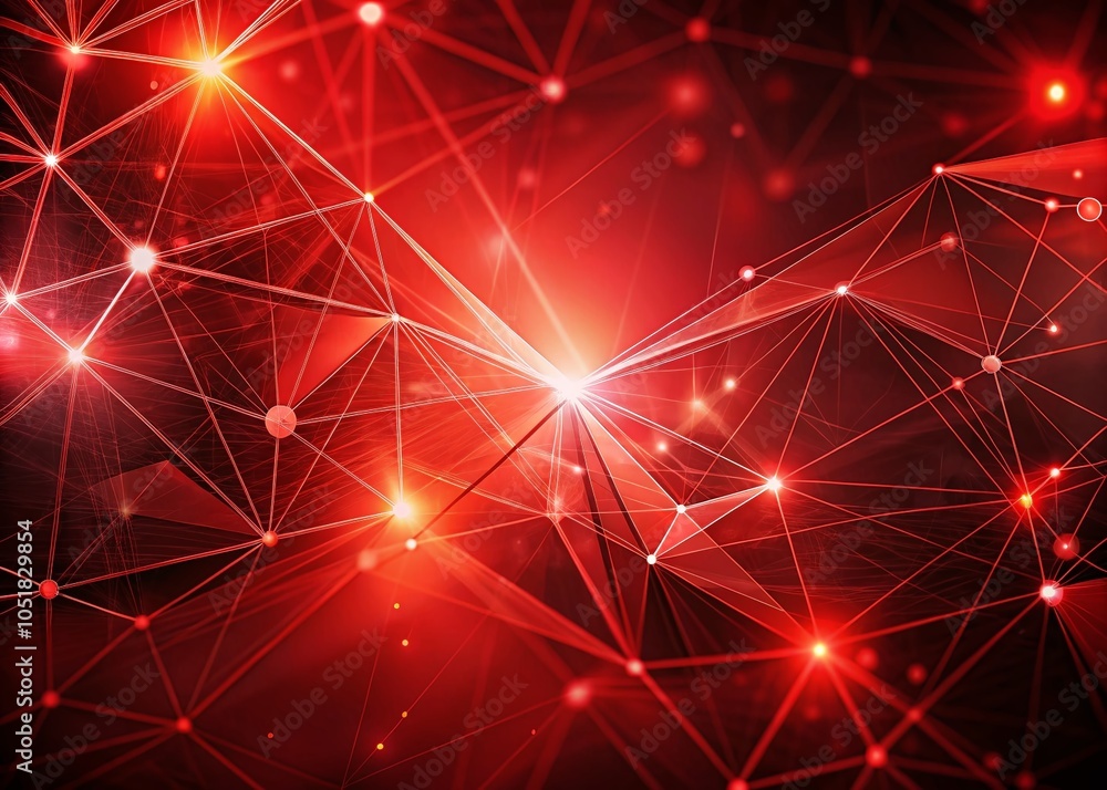 Poster 3d abstract polygonal red background with low poly dots and lines for futuristic connection structur