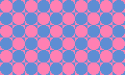 Pink and blue background, small cube block, chessboard with pink dot blue square seamless repeat pattern, replete image design for fabric printing or wallpaper, blue abstract wall