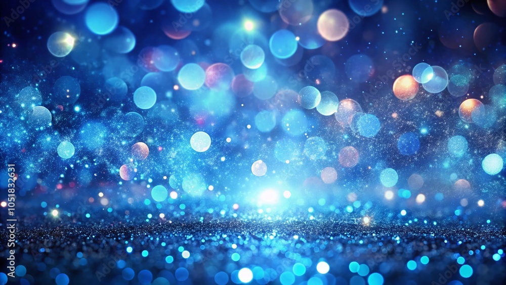 Aufkleber abstract blue bokeh particles floating on black background in 4k resolution for visual effects and a