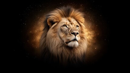 Fototapeta premium Majestic Lion Against Stardust