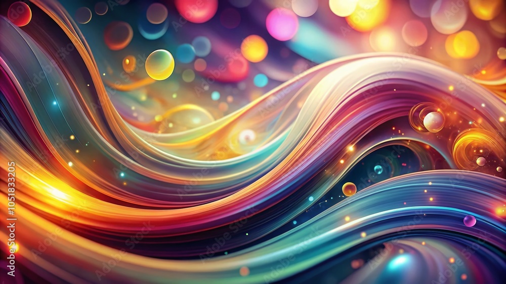Poster abstract colorful curves background with bokeh effect for creative designs