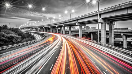 Abstract Fire Flare Lens Flares in Long Exposure Motorways with Neon Speed Lines