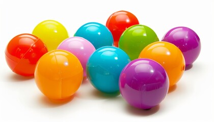 Fototapeta premium Vibrant Rainbow Children's Play Balls on a White Background