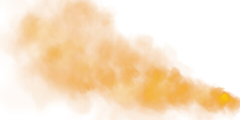 Orange fog or smoke. Orange smog clouds rising from bottom to top on floor, isolated transparent special effect. Magic haze. PNG.
