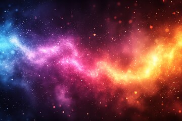 Naklejka premium Abstract cosmic background with swirling nebula in blue, pink, and orange hues.