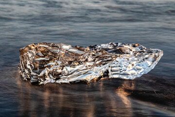 Sun reflecting on ice at Diamond Beach