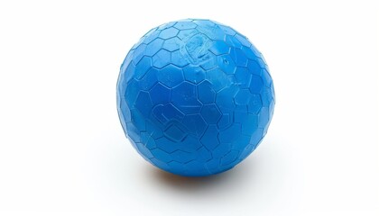 Vibrant Blue Dodge Ball Close-up: A Detailed Shot on a White Background