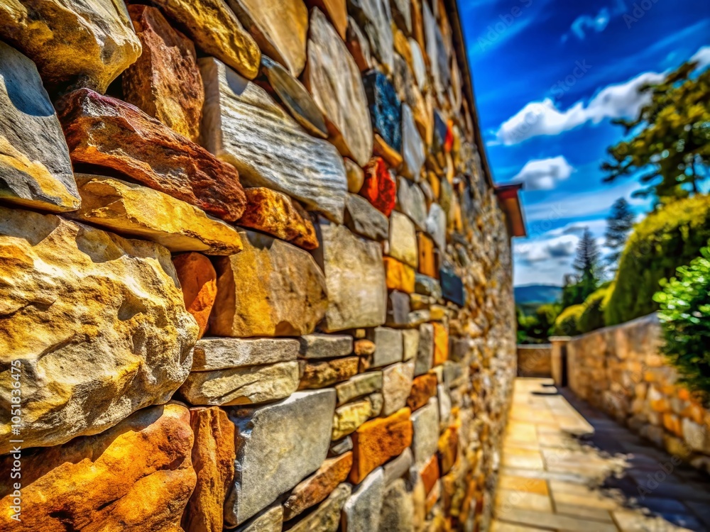 Poster abstract stone wall panorama texture for background use - ideal for design projects and art displays