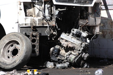 various car parts in auto repair shop