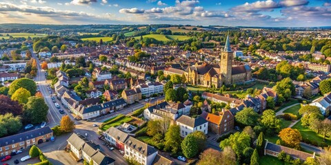 Obraz premium Aerial Drone Shot of Bishops Stortford, England - Minimalist Photography
