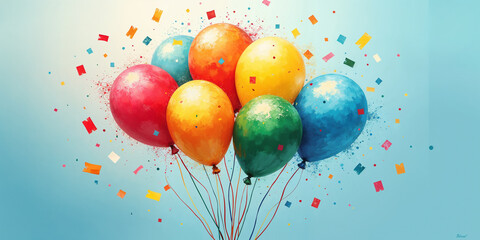 Colorful Balloons and Confetti Celebration Background HD