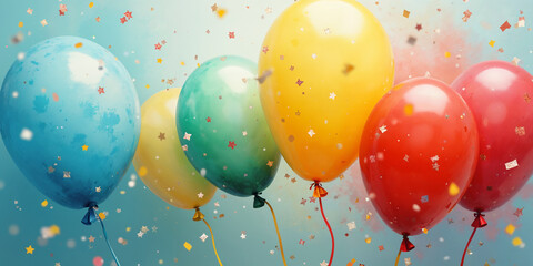 Colorful Balloons and Confetti Celebration Background HD
