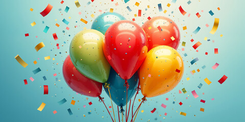 Colorful Balloons and Confetti Celebration Background HD